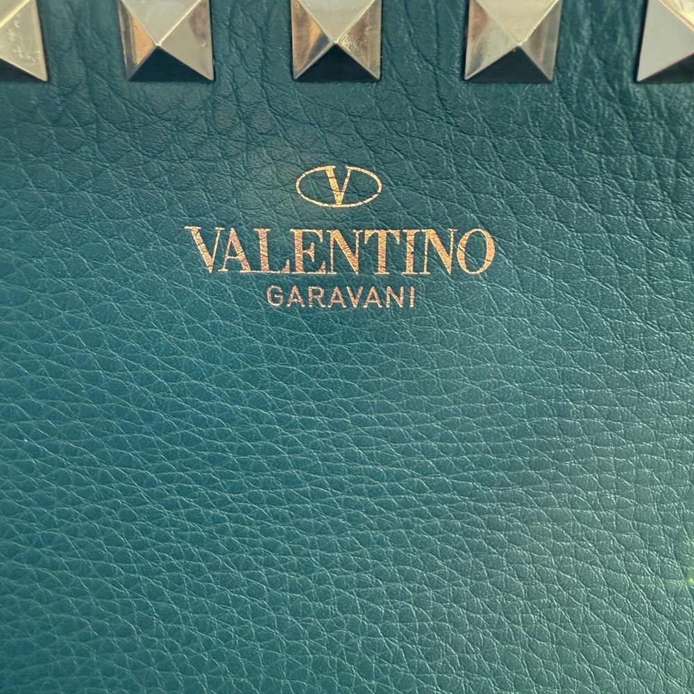 VALENTINO GARAVANI Rockstud Leather Tote Bag in rare Forest Green - Picture 5 of 5